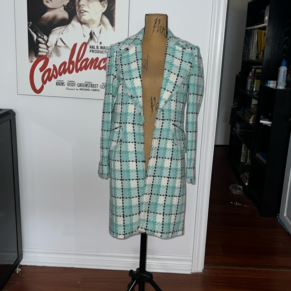 Blue and white coat